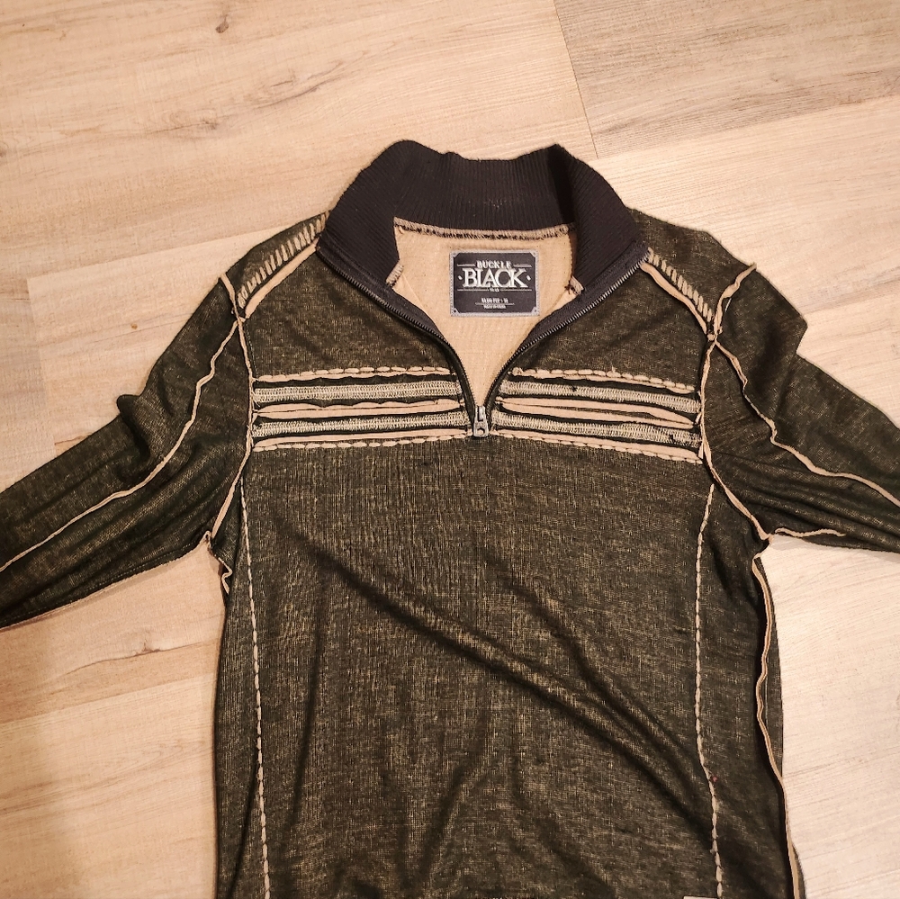 *Sold Mens Buckle Black Sweater With Hurley Undershirt